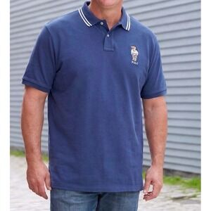 Polo Ralph Lauren Bear Polo Shirt Men's XXL Classic Fit Navy Short Sleeve Preppy